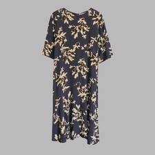 Ganni St Pierre Navy Floral Crepe Dress | EU 36 | UK 8