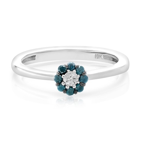 1/5 cttw Blue and White Diamond Engagement Ring Bridal 10K White Gold Size 7 - 第 2/6 張圖片