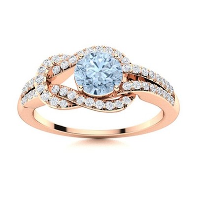 925 Silver Aquamarine Solitaire with Accents Womens day Ring Jewelry