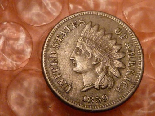 1859 Indian Head Cent Penny In AU. About Uncirculated #WW