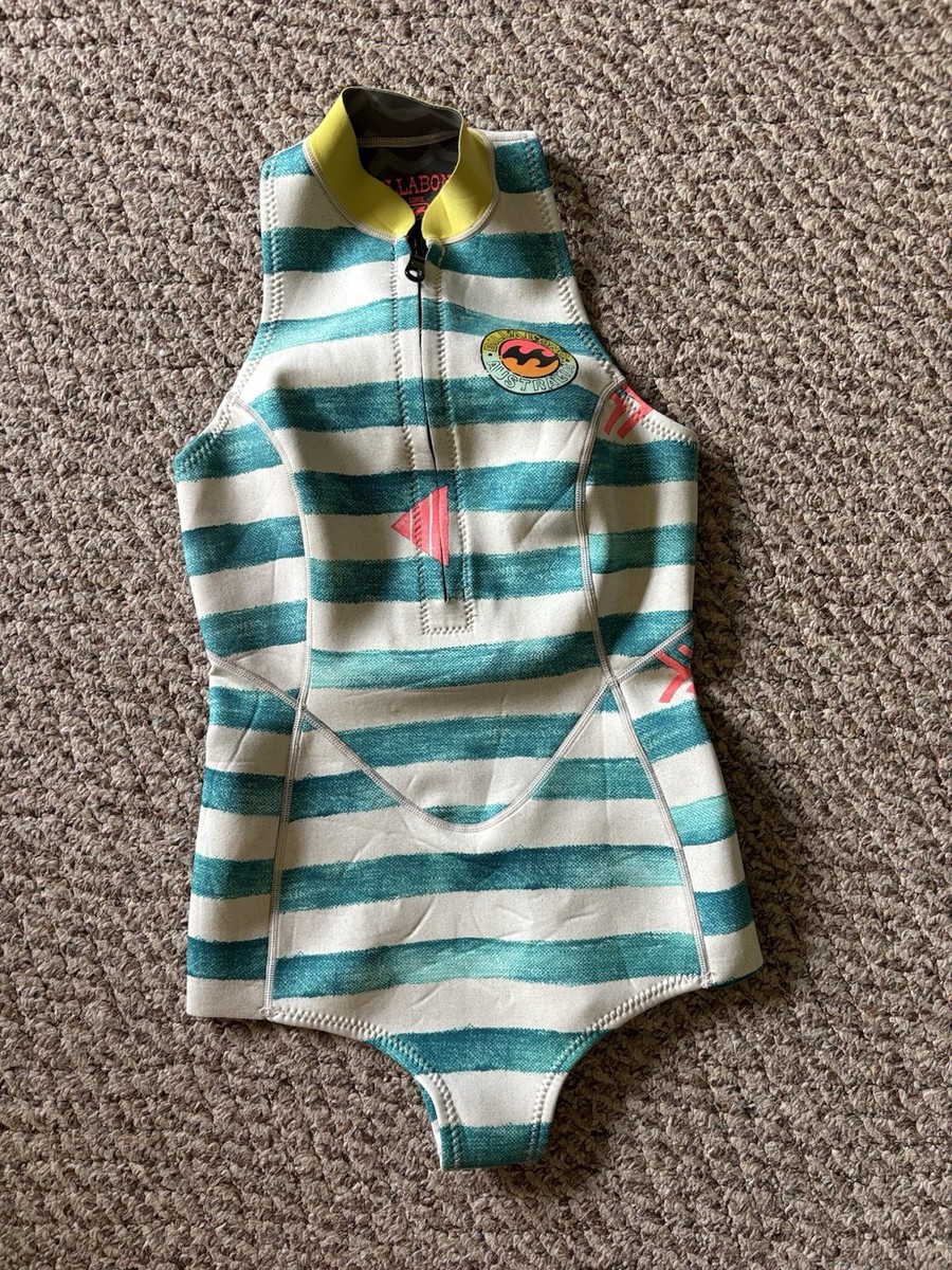 BILLABONG ビラボン SURF CAPSULE ロンスプ Billabong Surf Capsule Front Zip Wetsuit US 6 Green Striped Shorty