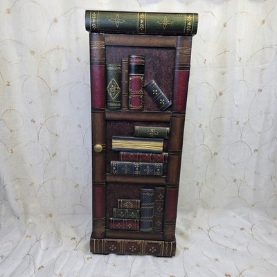 Vintage-Style Faux Book Multimedia Storage Cabinet   Antiqued Wood Finish
