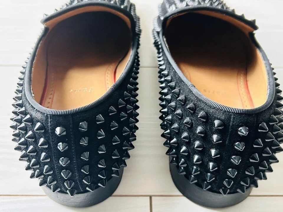 Christian Louboutin scarpe slip-on sneakers borchie EU 41 US 8 nere autentiche - Immagine 4 di 4