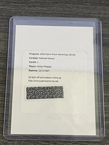 2026 Panini Prizm World Cup Kylian Mbappe National Heroes Auto 1 Redemption FIFA
