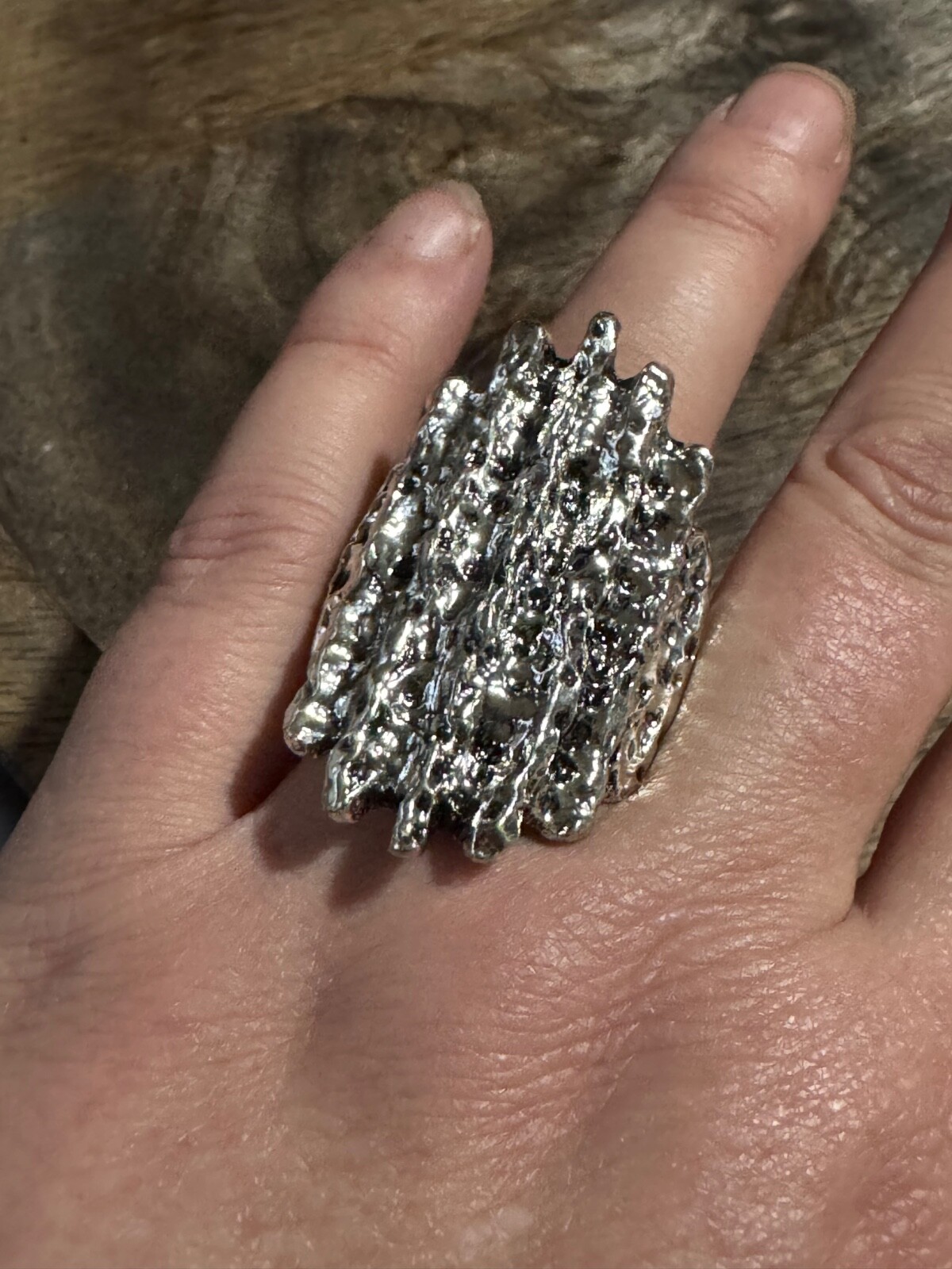 Silver Colored Oversized Statement Ring- Unique J… - image 1