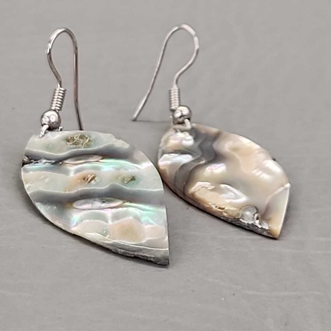 Abalone Pierced Earrings Dangle Shell Marquise Sh… - image 7
