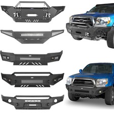 Fit 2005-2011 Toyota Tacoma Full Width Steel Front Bumper W Winch Plate Light