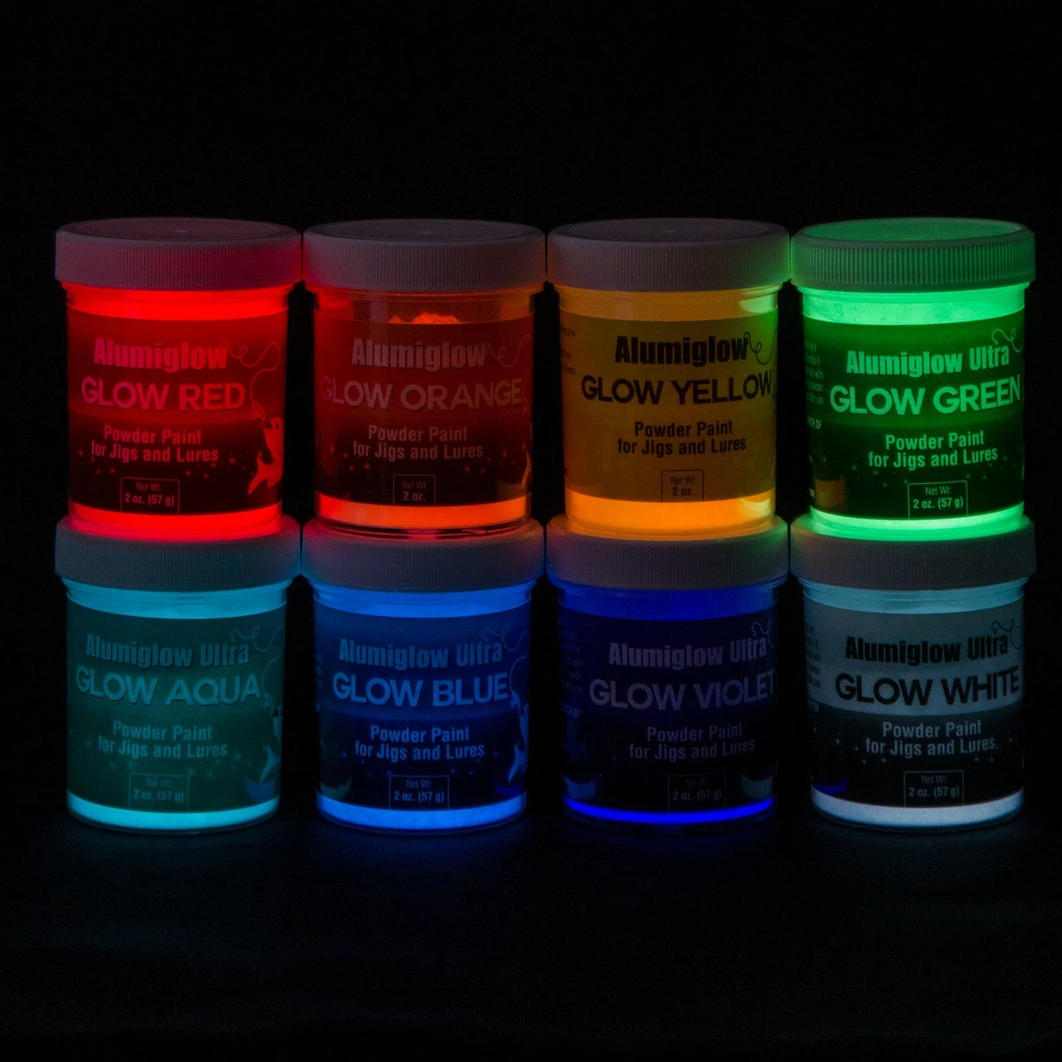 Alumiglow Heat Cured Glow Powder Paint for Tungsten Ice Fishing Jigs + More