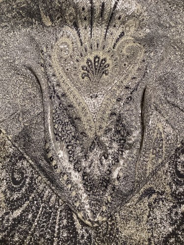 Woman THEIA COUTURE Silver Gray Metallic Brocade Cap Sleeve Cocktail Dress Sz 4 - Picture 4 of 4