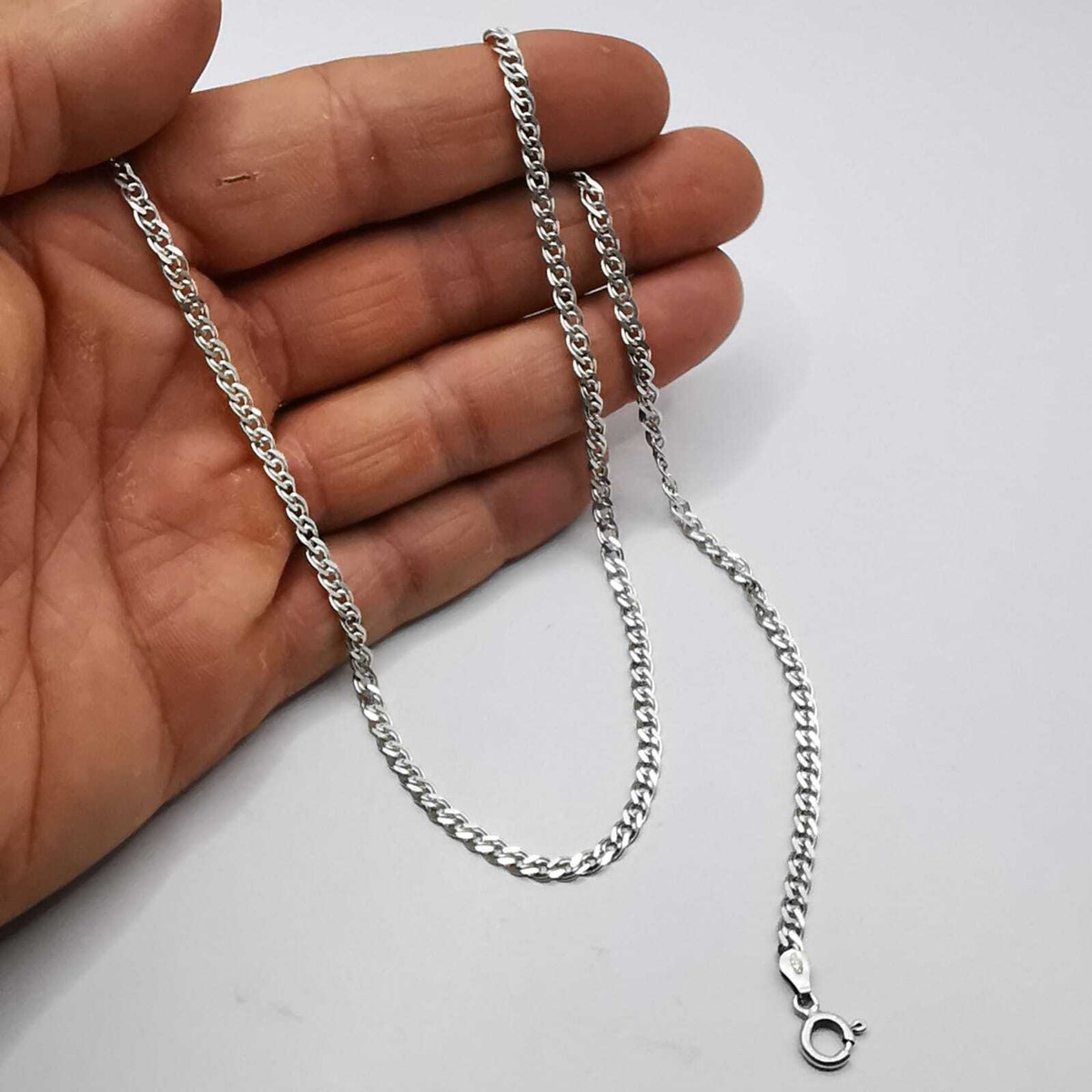 アクセサリー Silver 925 Swedge Chain Necklace Vintage Vintage 925 Sterling Silver 18.7