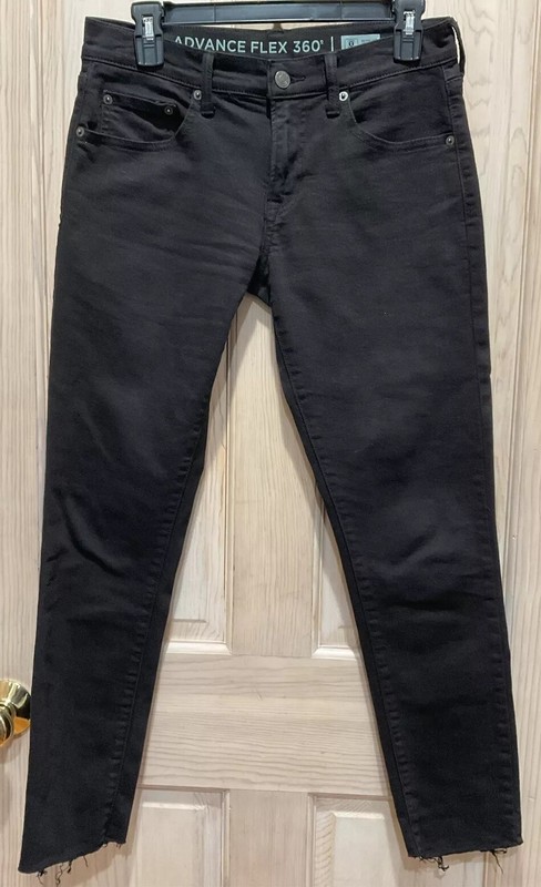 Arizona Flex 360 Black Mid Rise Skinny Stretch Jeans Raw Hem 29” x 29” Pre-Owned