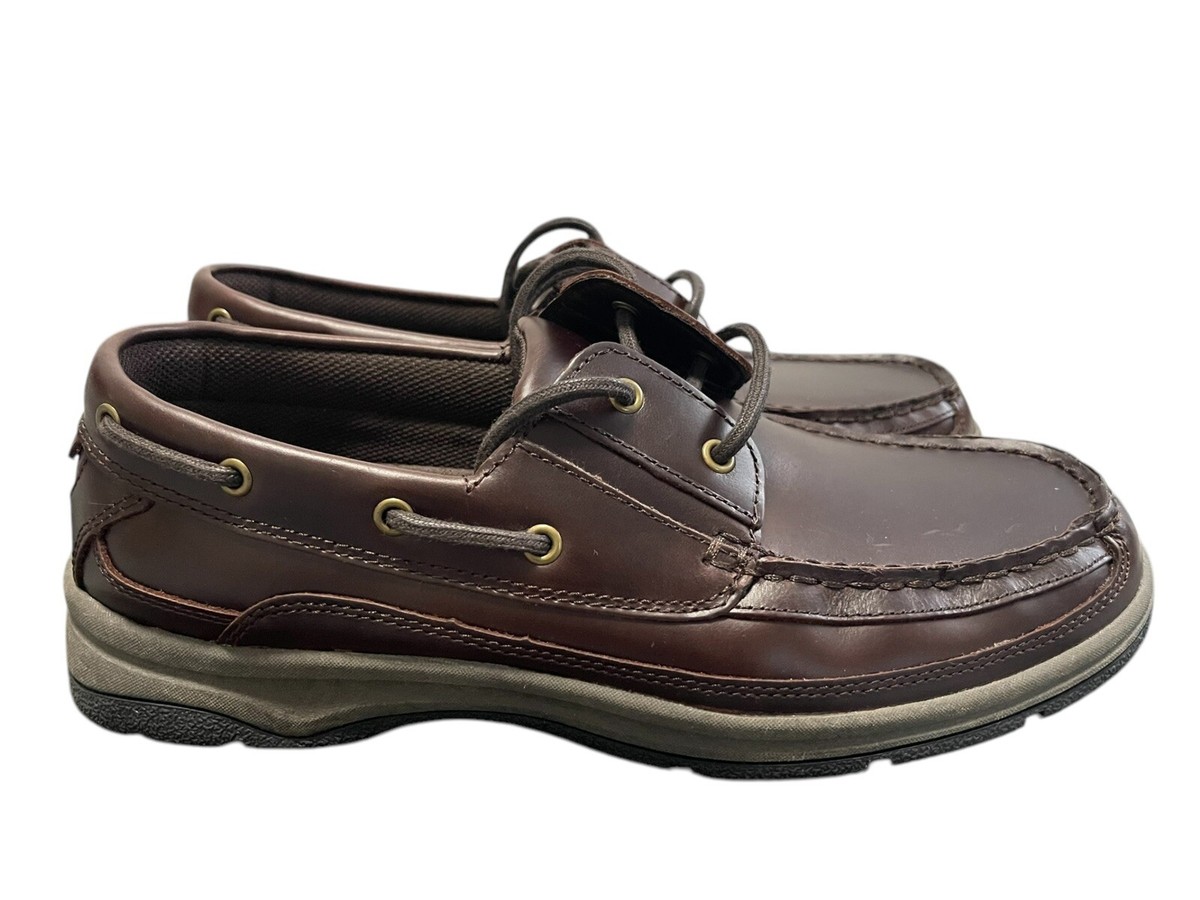 HOTTER PORT Brown Leather Lace Up Non Slip Casual Boat Shoes Mens