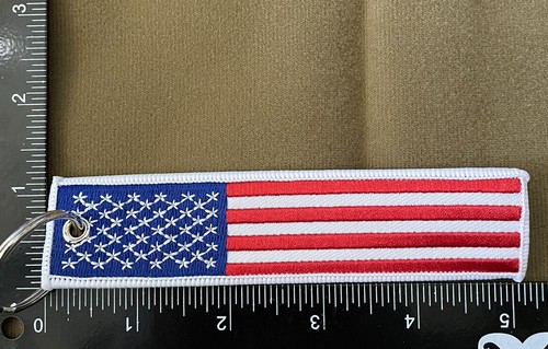3 Pack USA American Flag Keychain Tags with Key Rings Double Sided Embroidered - Picture 8 of 8