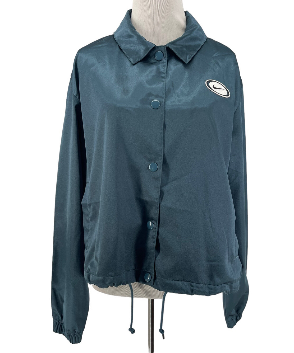 SACAI X NIKE Giacca donna Nike in raso color verde acqua ricamata manica lunga taglia media