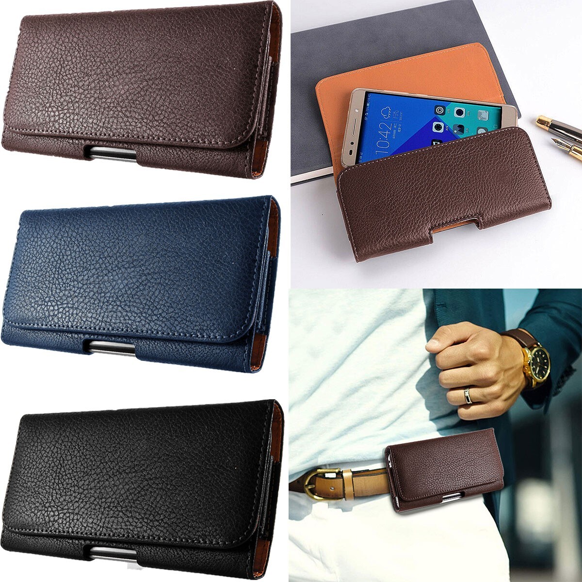 Leather Pouch Case Belt Clip Loop Holster For Apple iPhone 6+/6s+/