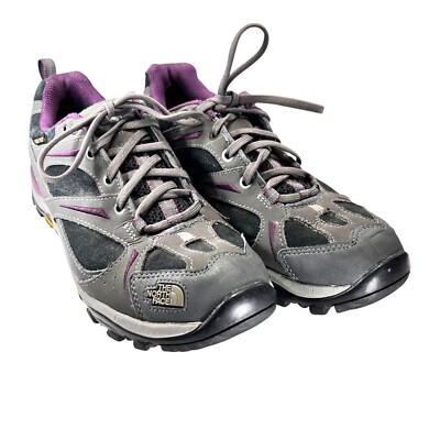 The North Face Gore-Tex Hiking Boots Shoes Gray Purple Vibram Sole Size 9 Trail