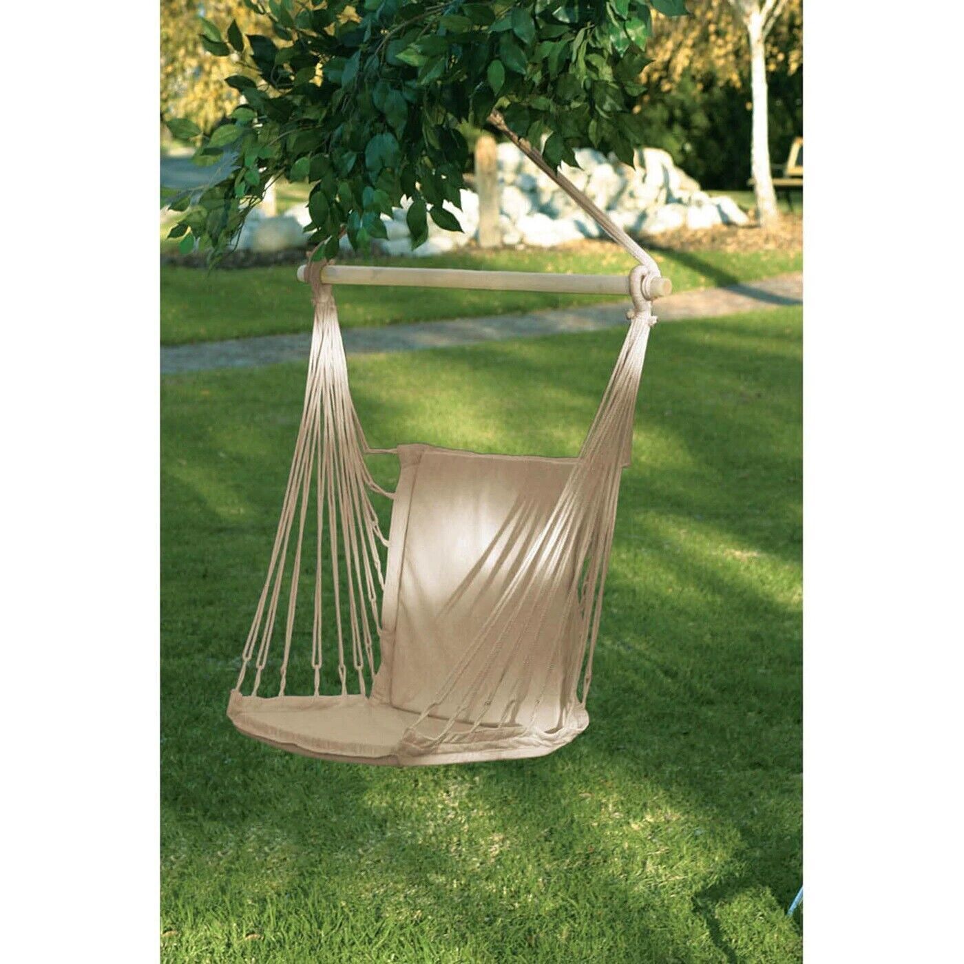 Padded Cotton Swinging Hammock Hanging Chair Outdoor Patio Yard Art Garden Decor