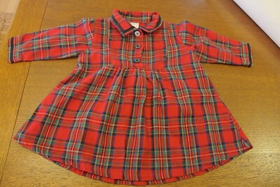 BABY GAP 6-12 M PLAID FLANNEL DRESS WITH TIE IN BACK EUC