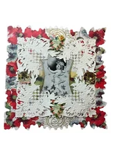 Vintage Handmade Granny Core 3D Valentine's Day Card Cherub Girl Cats Flowers