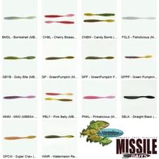 Missile Baits Bomb Drop Shot Any 12 Colors MBBS4 Soft Plastic 4 Inch Lures