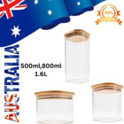 Glass Container with Bamboo Lid Food Storage Jars 500ml/800ml/1.6L AIRTIGHT