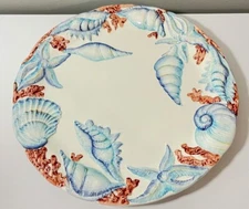 The Mane Lion - Round Platter Made in Italy with 3D Shells, Starfish 13.25" 