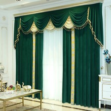 living room luxury green velvet cloth blackout curtain tulle valance drape C1444