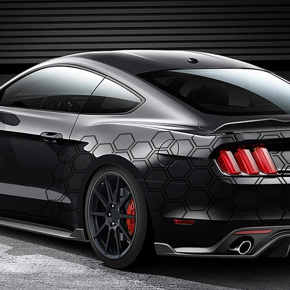 Calcomanía adhesiva hexagonal de panal para automóvil afinación patrón de panal panal negro Foto 4 de 4