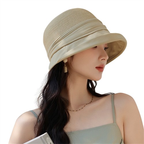 Womens Wide Brim Summer Hat Bucket Travel Beach Sun Fashion Elegant Straw Hat - Foto 13 di 15