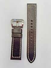 24mm Brown Genuine Leather Watch Band - USA