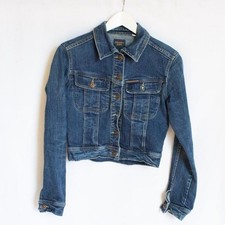 Parasuco Jeans Cropped Denim Dark Wash Button Down Moto Style Jacket Size Xs