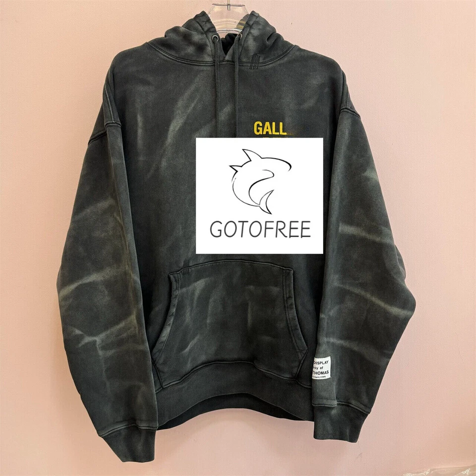 GOTOFREE VINTAGE HOODIE WASHED HOODED SOUVENIR SWEATSHIRT TOP JUMPER BLACK NAVY - Image 2 of 4