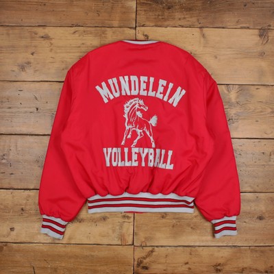 Vintage Holloway Varsity Jacket XL 80s Volleyball USA Made Red