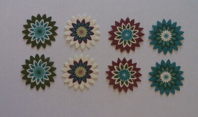 Cotton Fabric Flowers 4 Colors - 8 Hand Cut Appliques - EZSteam Iron On Then Sew
