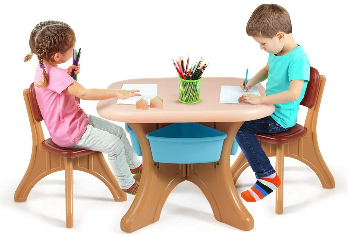 Set Tavolo e Sedie per Bambini, 1 Tavolino e 2 Sedie, capacità...