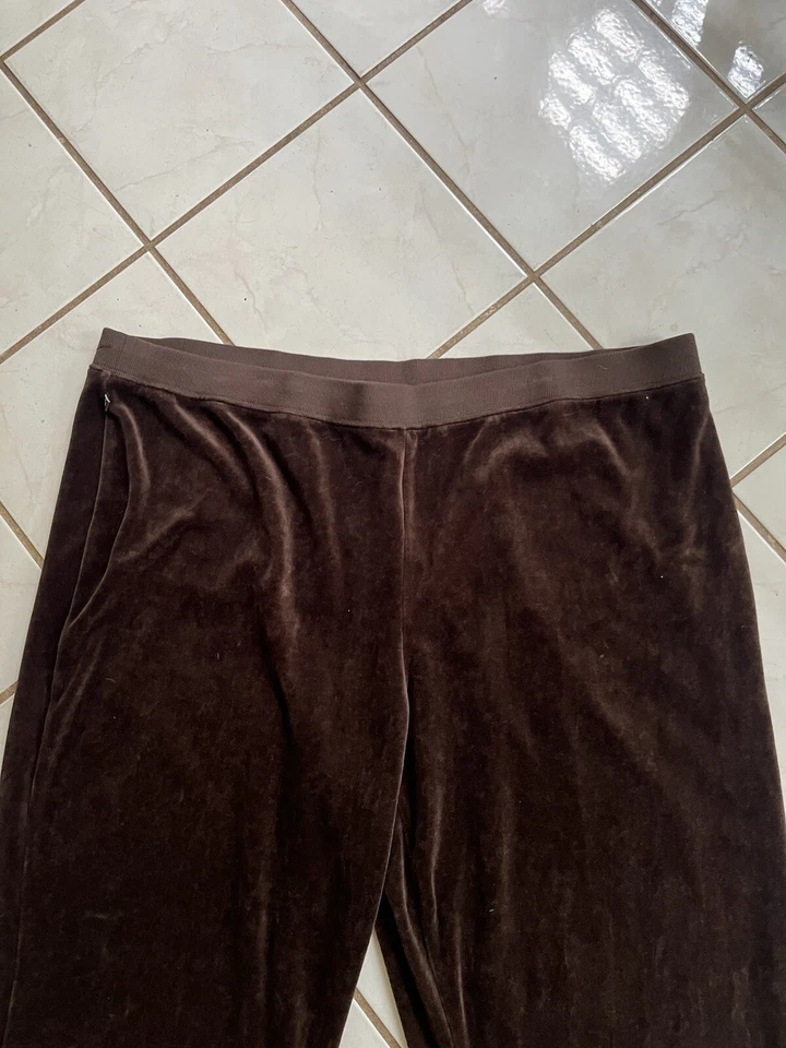 LAUREN RALPH LAUREN Green Label NEW! Dark Brown Velour Wide Leg Track Pants 3X - Image 2 of 4