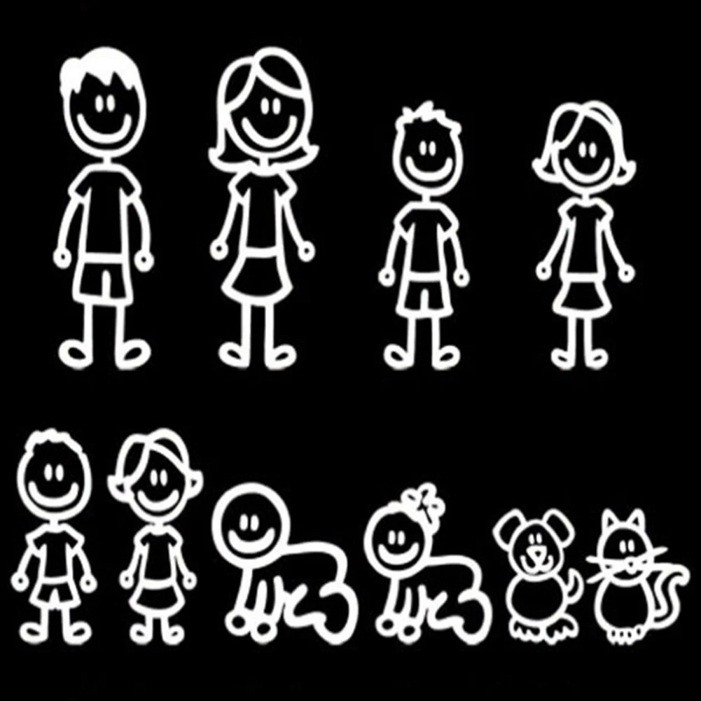 Stick Figure Family Of Four With Dog