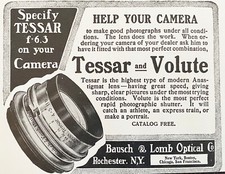 1905 TESSAR f6.3 Camera Lens Bausch Lomb Optical Co Antique Photography Print Ad