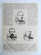 General Frossard, General Failly, Marschall Bazaine, Portrait Holzstich von 1870