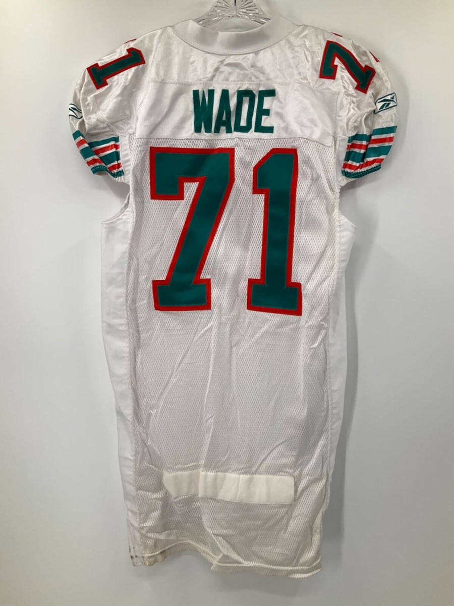 71 TODD WADE DOLPHINS REEBOK GAME USED THROWBACK JERSEY SZ-48 YR