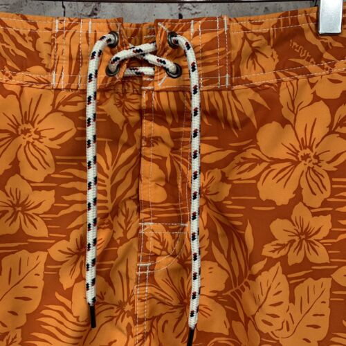 Lands End Swim Trunks Mens Large Orange Floral Drawstring Waist Mesh Lined - Bild 2 von 12