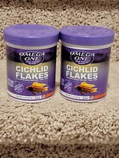 OMEGA CICHLID FLAKES 1oz EACH 2 CONTAINERS FOR SALE