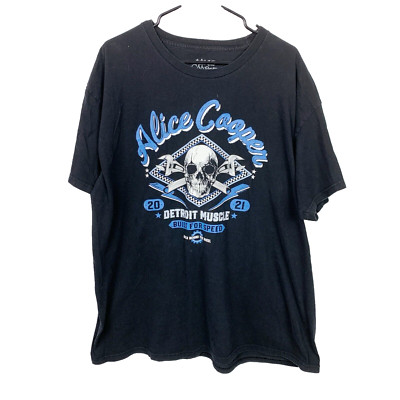 Alice Cooper 2021 Tour Detroit Muscle Crew Black Shirt Band Tee XXL