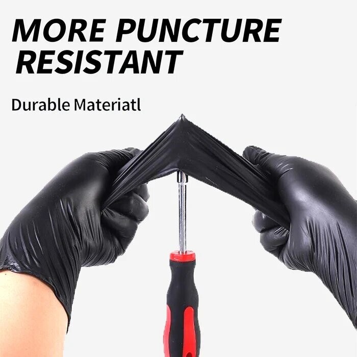 100pcs Nitrile 3.5MIL Black Disposable Latex Free Non Rubber Gloves for Cleaning