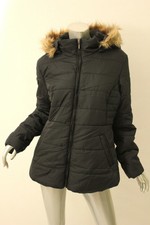 Rampage Black Quilted Hooded Fur Trim Jacket Xl