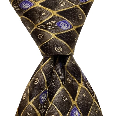 ROBERT TALBOTT Best of Class Silk Necktie USA Designer Geometric Green/Blue EUC