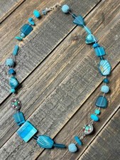 Blue Sea Glass Necklace Hawaiian Wrap Bead Glass Bead Boho Jewelry