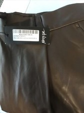 Nasty Gal Faux Leather Wide Leg Trousers Chocolate Size 14 Tote 9