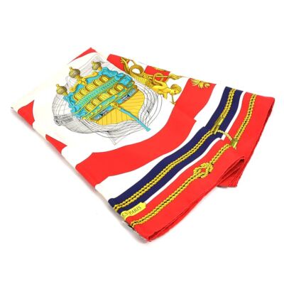 HERMES エルメス カレ90 CHATEAUX DARRIERE レッド Auth HERMES Carre 90 CHATEAUX DARRIERE Scarf Red/Multicolor