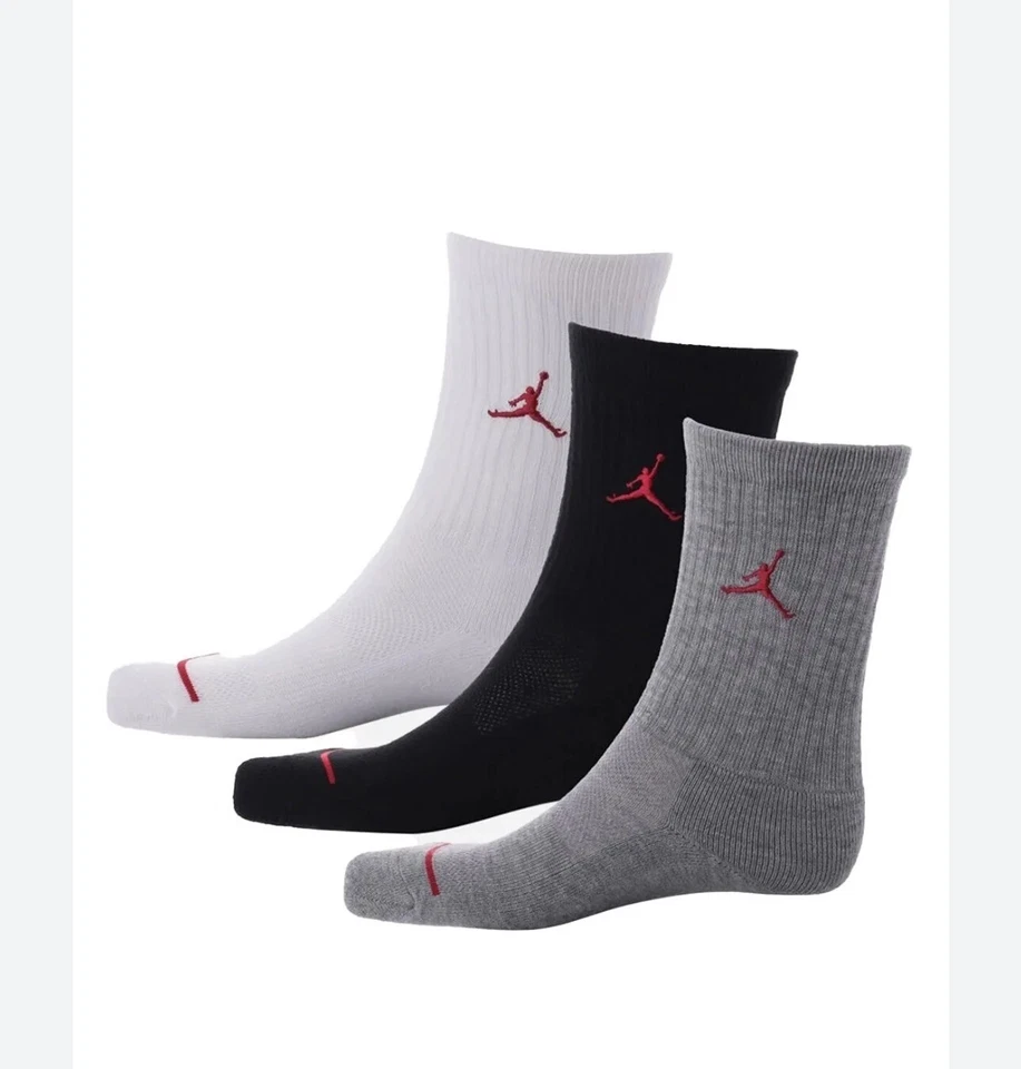 Kids Nike Air Jordan Jump man Crew Socks WJ0010 042 3 Pack Size 3Y~5Y - Image 2 of 2